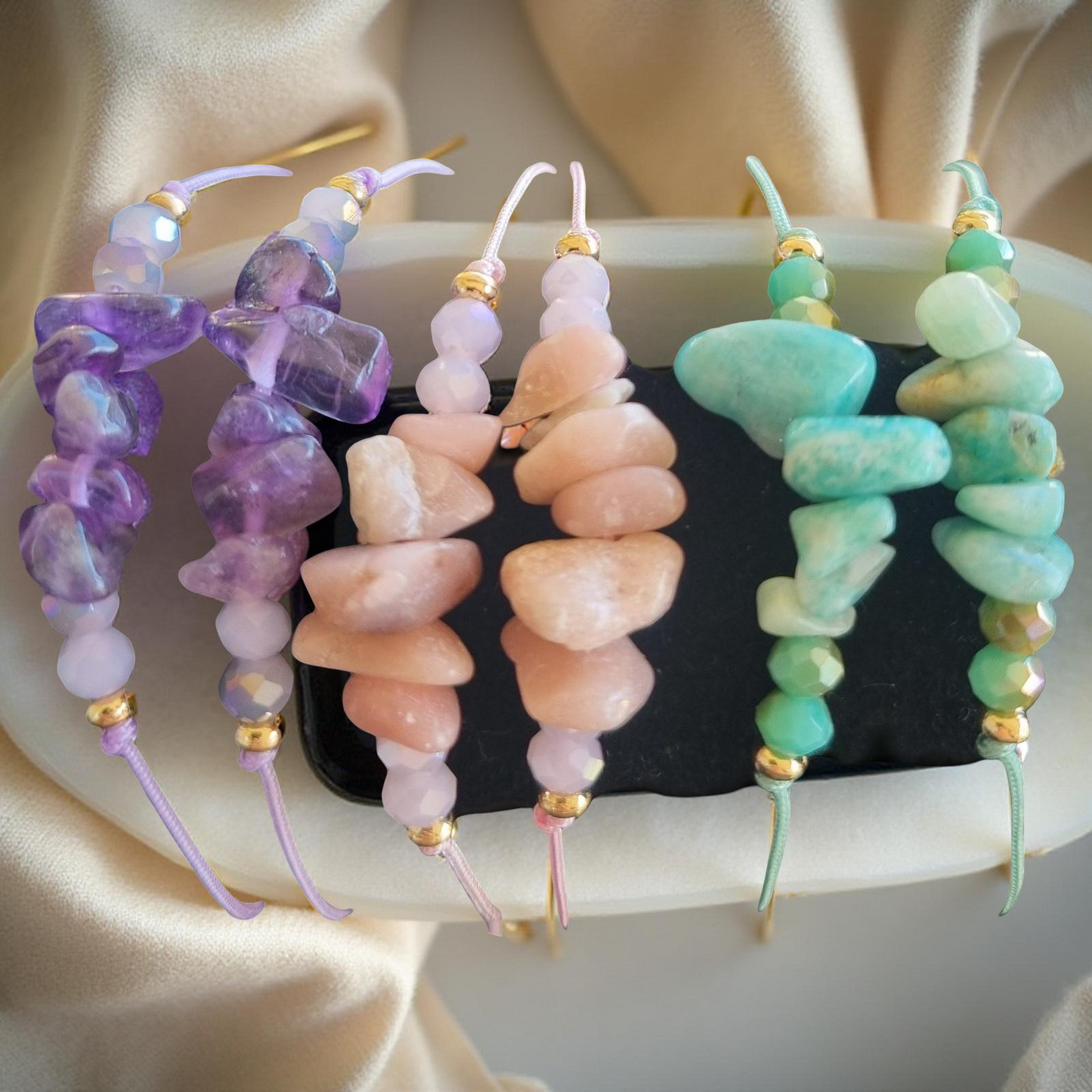 CRYSTAL CHIP ANKLETS